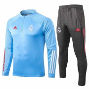 2020-21 Real Madrid Blue Man Soccer Traning Jacket Tracksuit - Half Zip