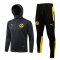 21/22 Borussia Dortmund Hoodie Grey Soccer Training Suit Jacket + Pants Mens