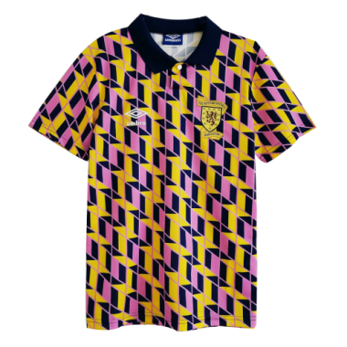 88/89 Scotland Away Yellow&Pink&Blue Retro Man Soccer Jersey