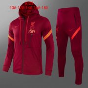21/22 Liverpool Hoodie Burgundy Soccer Training Suit (Jacket + Pants) Kids