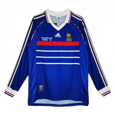 (Retro) 1998 France Home Long Sleeve Soccer Jersey Mens