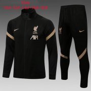 21/22 Liverpool Black Gold Soccer Training Suit Jacket + Pants Kids