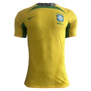 (Match) 2022 Brazil Pre-Match Yellow Soccer Training Jersey Mens