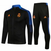 21/22 Real Madrid Black Soccer Training Suit Jacket + Pants Mens