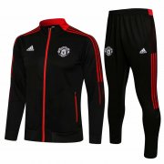 21/22 Manchester United Black Soccer Training Suit Jacket + Pants Mens