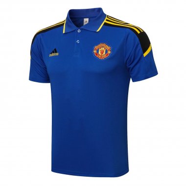 21/22 Manchester United Blue Soccer Polo Jersey Mens