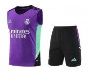 23/24 Real Madrid Purple Soccer Training Suit Singlet + Short Mens