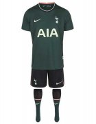 20/21 Tottenham Hotspur Away Dark Green Kids Soccer Whole Kit (Jersey + Short + Socks)